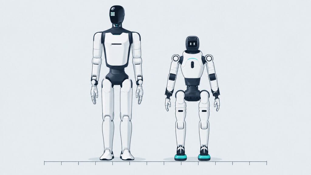 Illustratie: AGIBOT A3 Ultra en AGIBOT X2 naast elkaar op schaal