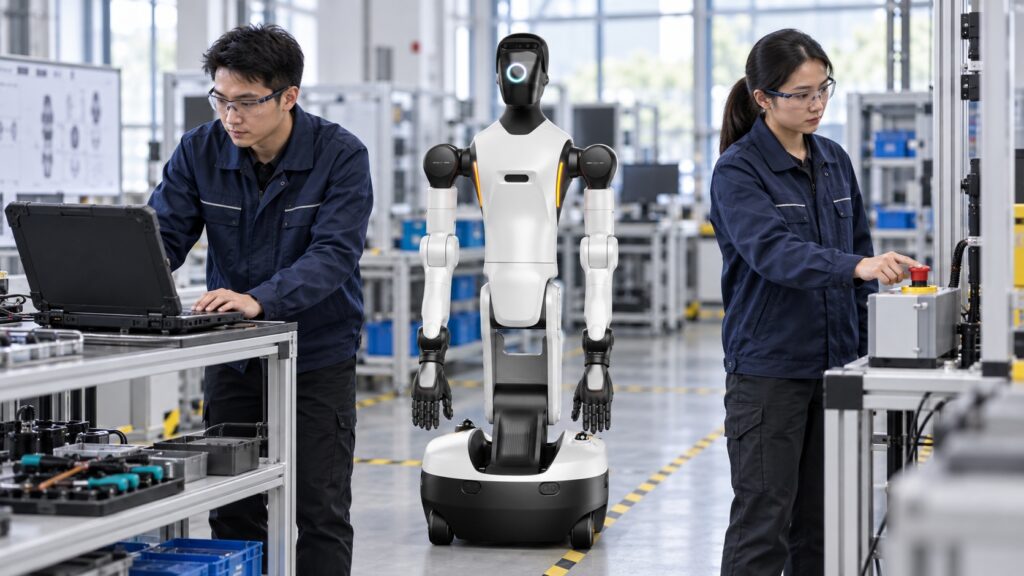 Engineers nemen een AGIBOT Genie G2 in gebruik